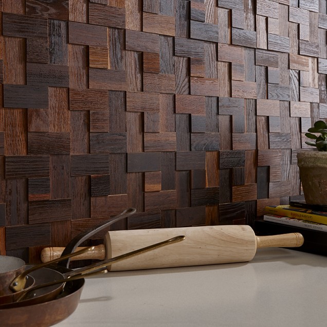 Panouri decorative din lemn Mosaic - Basketweave Oak Brown - 4
