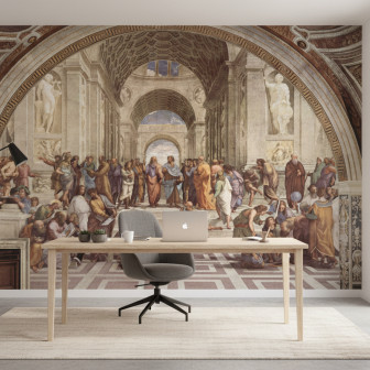 Fototapet personalizat Athens Academy Canvas cu pictura Școala din Atena într-un birou modern minimalist