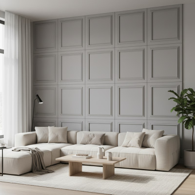 Panou MDF gri koala cu cadru decorativ, finisaj mat