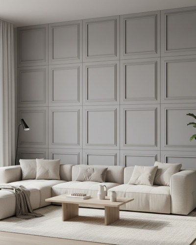 Panou MDF gri koala cu cadru decorativ, finisaj mat