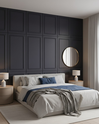 Panou decorativ MDF, culoare grafit mat, cu profil discret in relief.