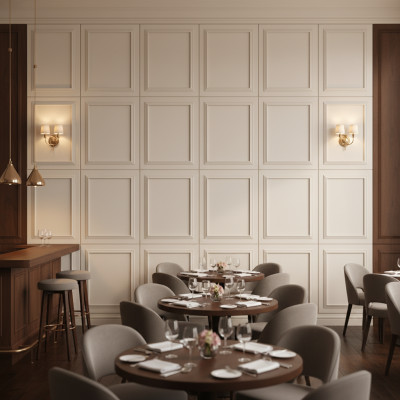 Panou decorativ MDF alb mat cu rama clasica