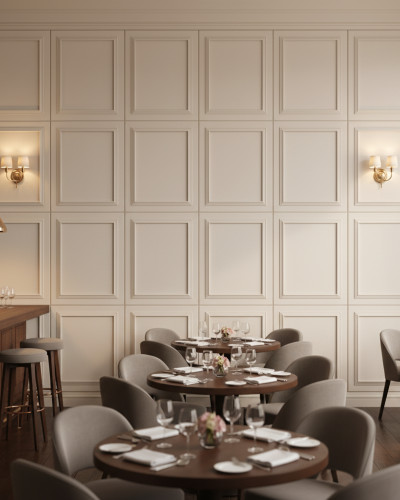 Panou decorativ MDF alb mat cu rama clasica