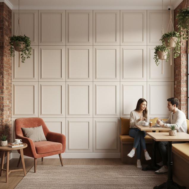 Panou decorativ MDF alb mat cu rama clasica