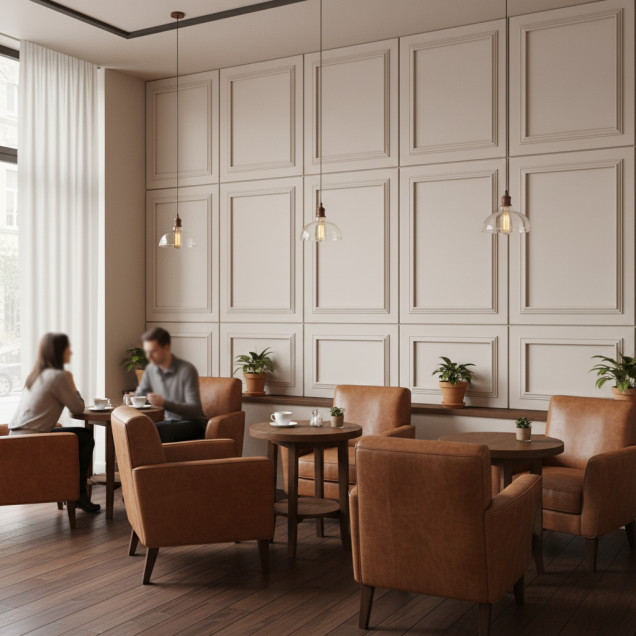 Panou decorativ MDF alb mat cu rama clasica