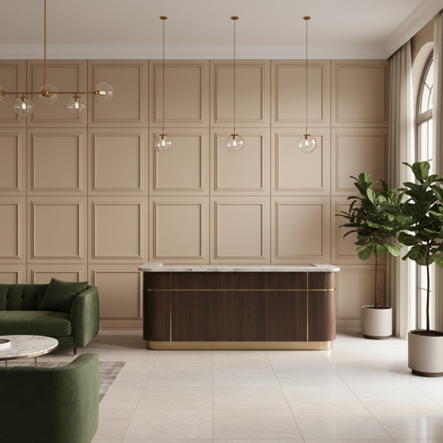 Panou decorativ MDF bej mat cu design clasic