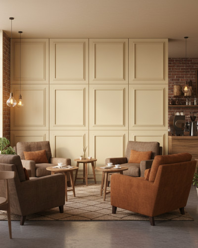 Panou decorativ MDF pastel galben cu rama profilata, finisaj mat