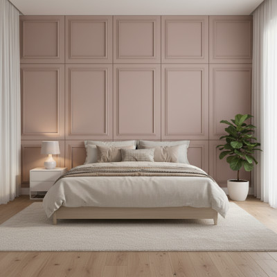 Panou decorativ MDF Nude Beige cu finisaj mat și ramă profilată