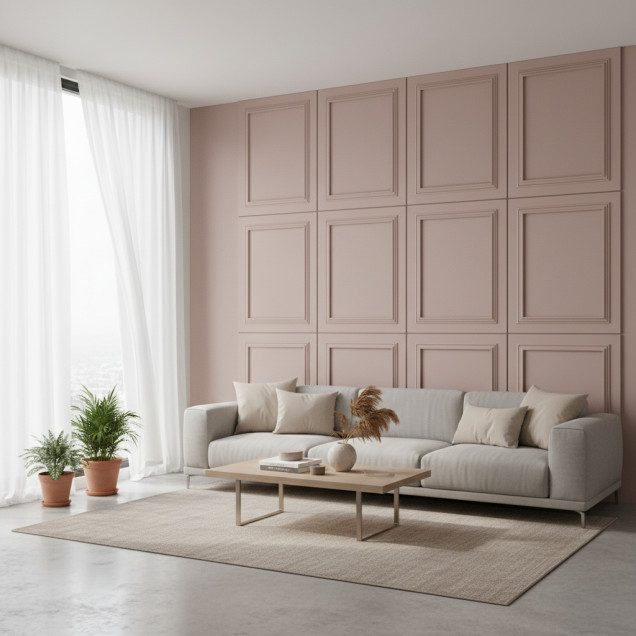 Panou decorativ MDF Nude Beige cu finisaj mat și ramă profilată