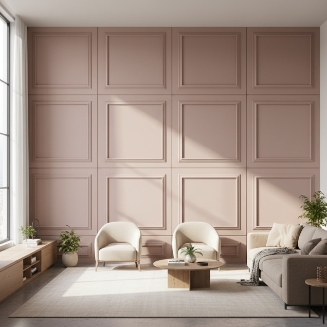 Panou decorativ MDF Nude Beige cu finisaj mat și ramă profilată