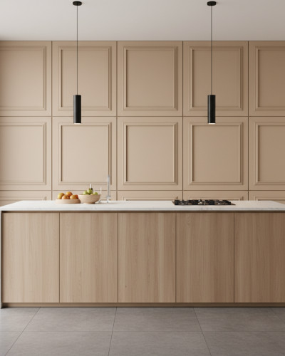 Panou decorativ MDF cu rama clasica, finisaj mat, culoare China Beige