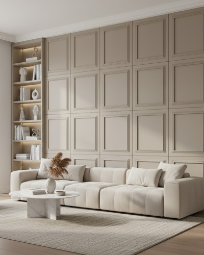Panou decorativ MDF Olive Green cu finisaj mat și profil sculptat
