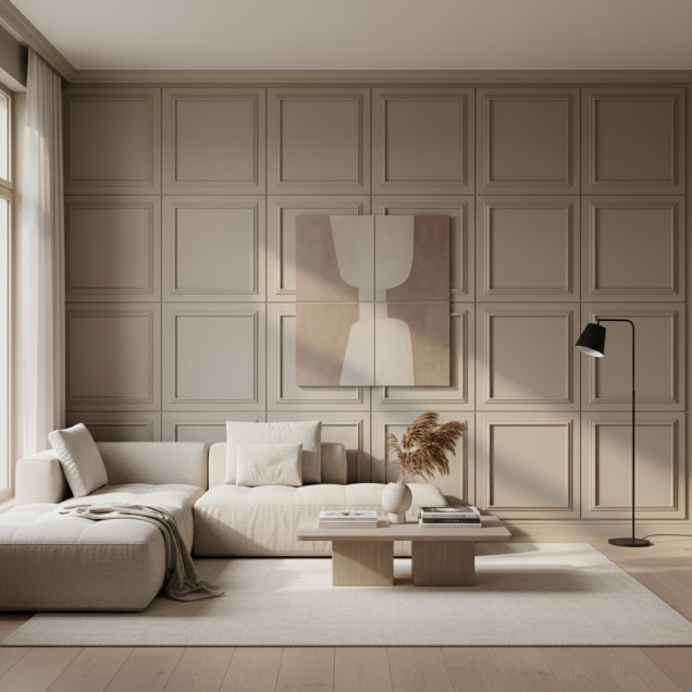 Panou decorativ MDF Olive Green cu finisaj mat și profil sculptat