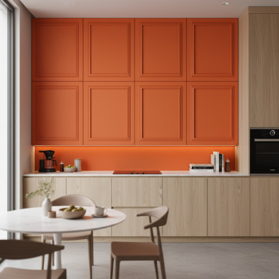 Panou decorativ MDF mat, culoarea portocaliu persimmon cu profil dublu