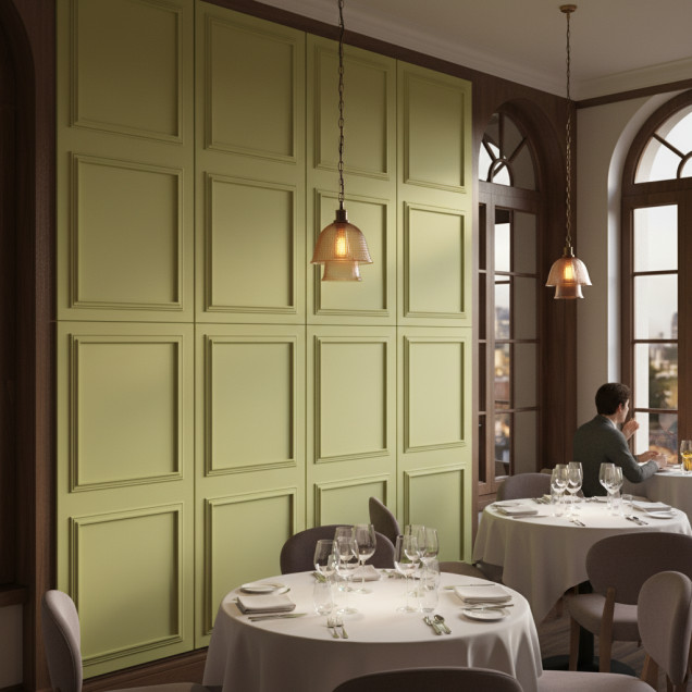 Panou decorativ MDF verde cais mat cu profile clasice