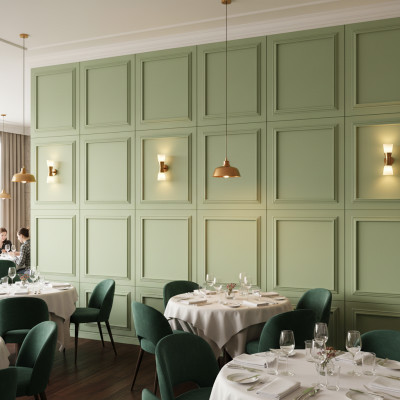 Panou decorativ MDF verde pistachie mat cu cadru reliefat