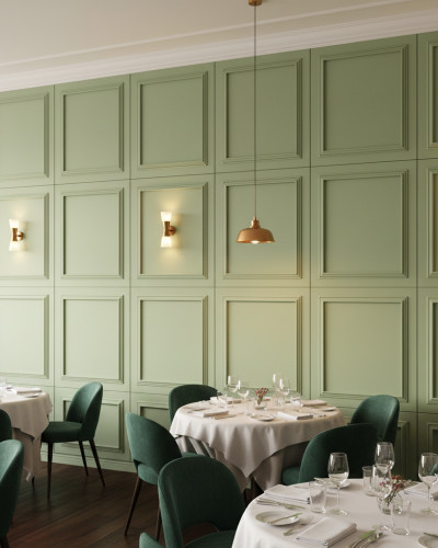 Panou decorativ MDF verde pistachie mat cu cadru reliefat