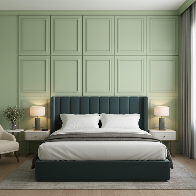 Panou decorativ MDF verde pistachie mat cu cadru reliefat