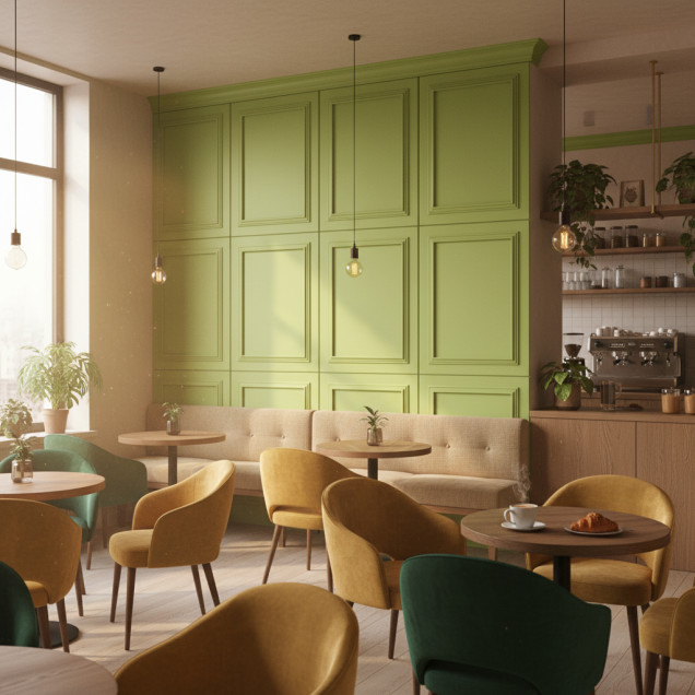 Panou decorativ MDF verde pomelo cu cadru dublu si finisaj mat