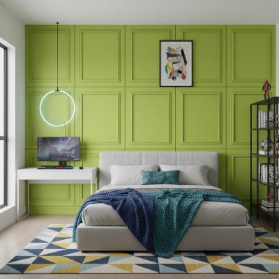 Panou decorativ MDF verde pomelo cu cadru dublu si finisaj mat