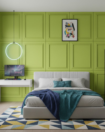 Panou decorativ MDF verde pomelo cu cadru dublu si finisaj mat