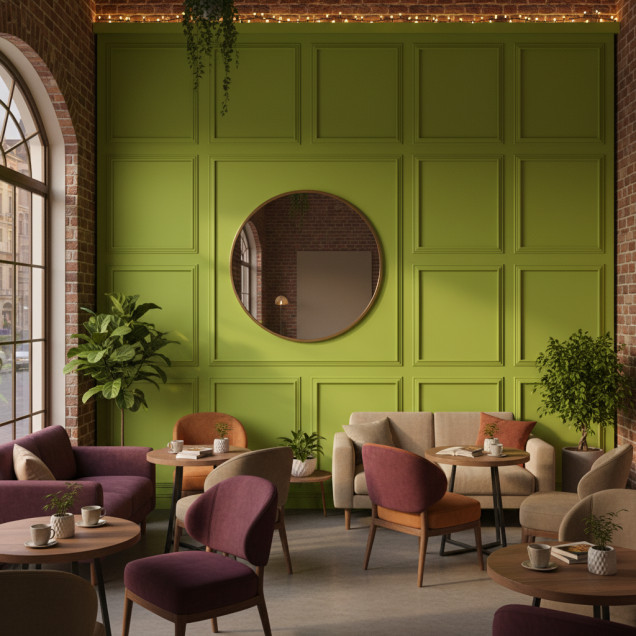 Panou decorativ MDF verde pomelo cu cadru dublu si finisaj mat