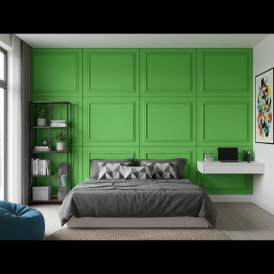 Panou decorativ MDF Lime Green cu finisaj mat, prezentând un design cu ramă.