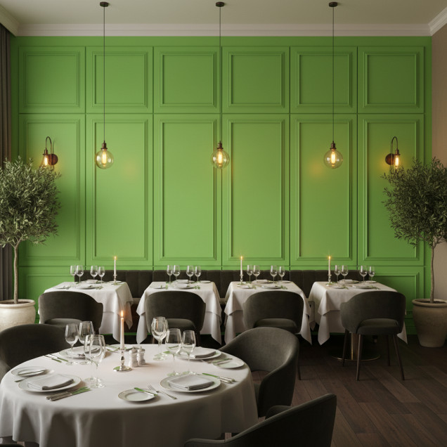 Panou decorativ MDF Lime Green cu finisaj mat, prezentând un design cu ramă.