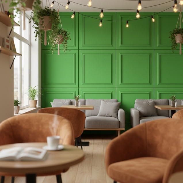 Panou decorativ MDF Lime Green cu finisaj mat, prezentând un design cu ramă.