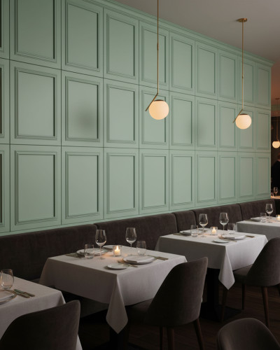 Panou decorativ MDF verde menta cu finisaj mat si rama clasica