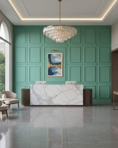 Panou decorativ MDF verde acvatic, finisaj mat, cu cadru discret