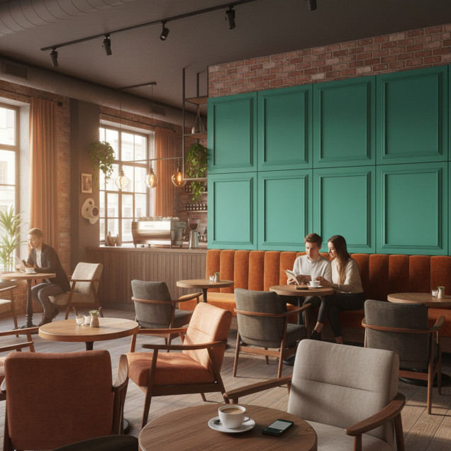 Panou decorativ MDF verde acvatic, finisaj mat, cu cadru discret