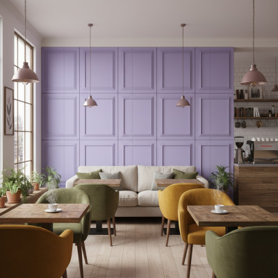 Panou decorativ MDF mat, culoare lavanda lila, cu model geometric discret.