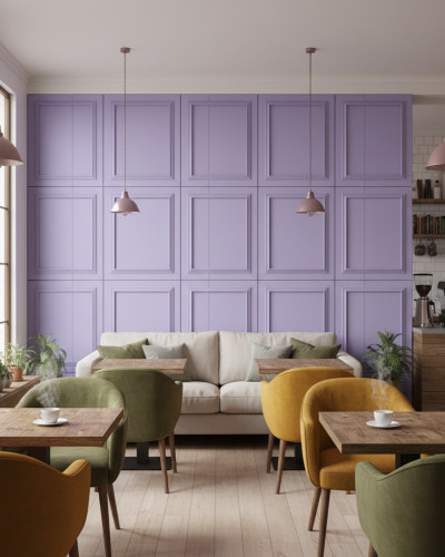 Panou decorativ MDF mat, culoare lavanda lila, cu model geometric discret.