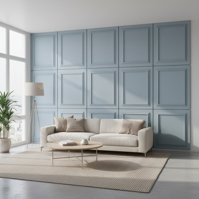Panou decorativ MDF Pigeon Blue mat cu cadru finisat