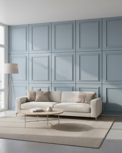 Panou decorativ MDF Pigeon Blue mat cu cadru finisat