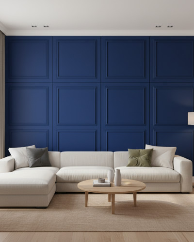 Panou decorativ MDF în nuanța Midnight Blue, cu finisaj mat și design clasic cu chenar