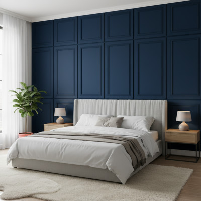 Panou decorativ MDF Oxford Blue cu design încadrat și finisaj mat