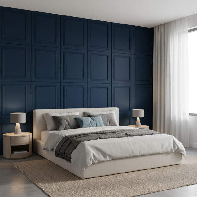 Panou decorativ MDF Oxford Blue cu design încadrat și finisaj mat