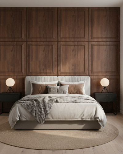 Panou decorativ MDF cu imitație de lemn Kitami Oak, având un design sculptat în stil clasic.