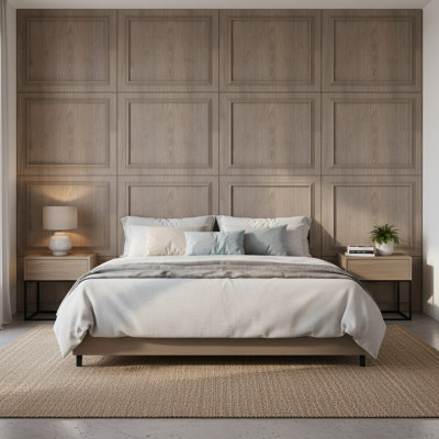 Panou decorativ MDF cu finisaj imitație lemn Nordic Oak și ramă în relief