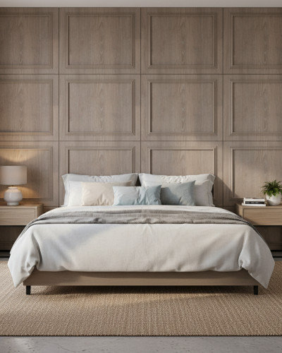 Panou decorativ MDF cu finisaj imitație lemn Nordic Oak și ramă în relief