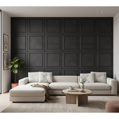 Panou decorativ MDF negru cu finisaj ceramic si cadru mulat