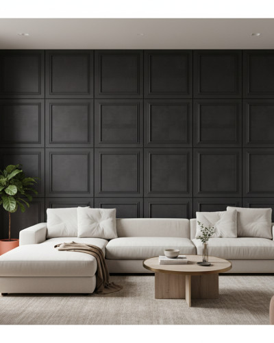 Panou decorativ MDF negru cu finisaj ceramic si cadru mulat