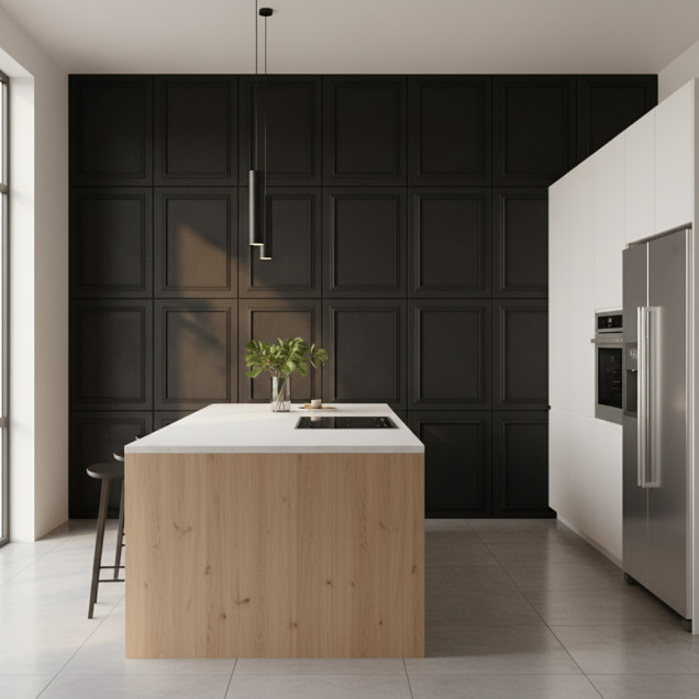 Panou decorativ MDF negru cu finisaj ceramic si cadru mulat