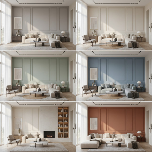 Panouri decorative MDF in diverse culori: visiniu, turcoaz, gri si galben.