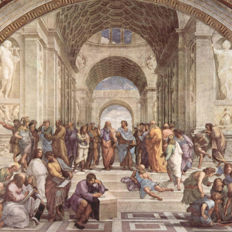 Fototapet personalizat Athens Academy Canvas cu pictura Școala din Atena într-un birou modern minimalist