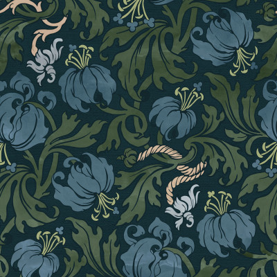 Midnight Peony, Blue, Rebel Walls