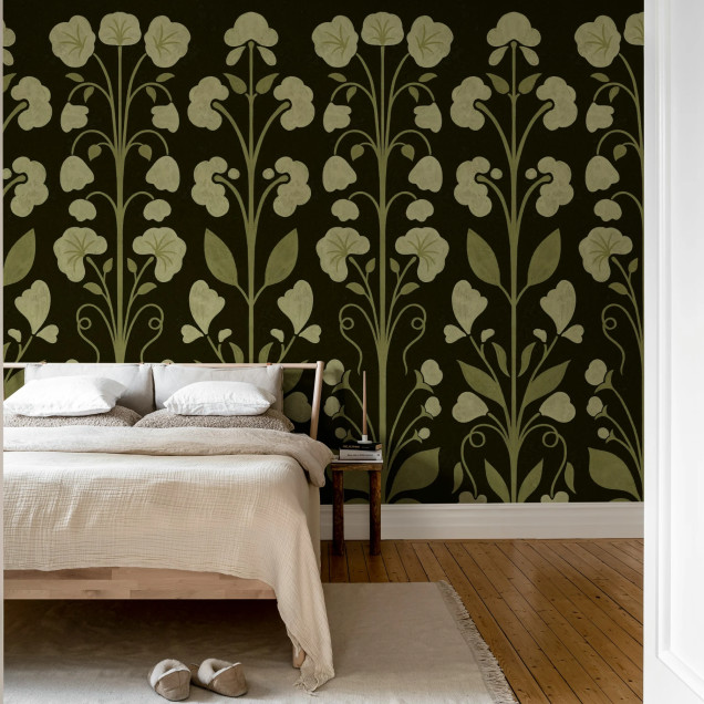 Folk Flower, Dark Green, Rebel Walls