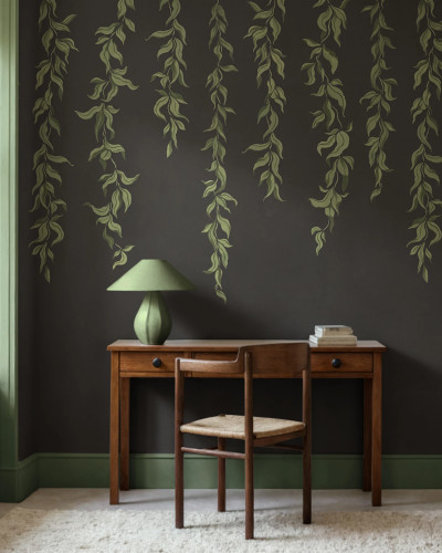 Hanging Leaves, Graphite, Rebel Walls